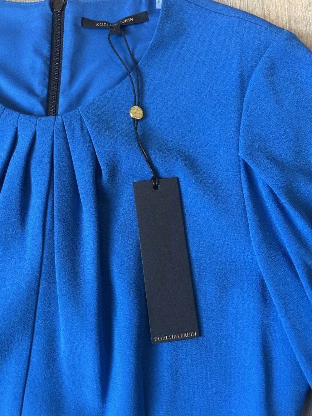 Kobi Halperin Jemima Dress 8 Blue Teal Pleated Long Sleeve NWT Graduation New - Picture 7 of 16